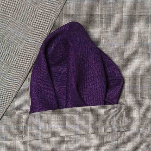 NEW Gascoigne Linen Pocket Square Hand Stitched Purple Men's - Picture 1 of 3